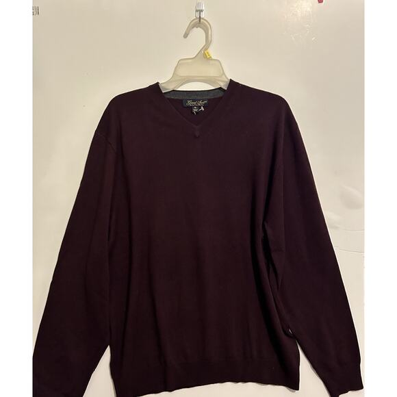 Garret Scott Extra Fine Merino Wool Sweater Mens XL Maroon Pullover Soft Light - Picture 1 of 9